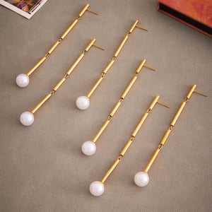 1 Piece Classic Lines Stainless Steel Gold Color Women's Dangle Earrings h5 Picture4
