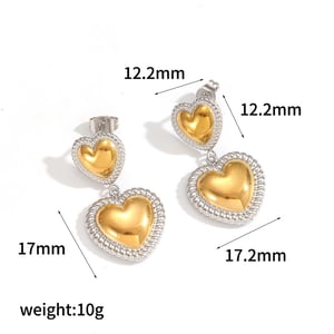 Vintage Heart Stainless Steel Gold Color Women's Jewelry Sets h5