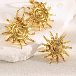 Classic Sun Stainless Steel Gold Color Women's Jewelry Sets h5 Picture4