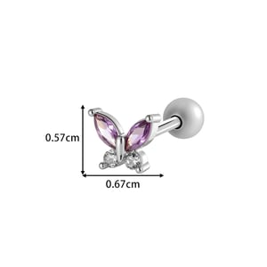 1 Piece Flower Copper Gold Color Zircon Piercing Earring h5 Picture2