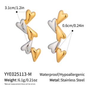 1 Pair Mixed Gold Heart Stainless Steel Stud Earrings h5