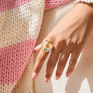 1 Piece Romantic Flower Album Stainless Steel Gold Color Statement Rings h5 Picture3