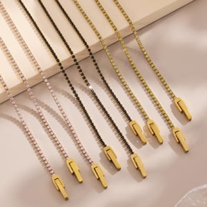 1 Piece Delicate Lines Stainless Steel Gold Color Zircon Women's Chain Bracelets h5 Picture8