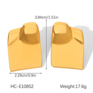 1 Pair Daily Rectangle Stainless Steel  Gold Color  Women's Stud Earrings h5 Picture2