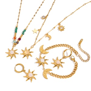 Klassische Sonne Edelstahl Gold Farbe Damen Schmuck Sets h5 Bild6