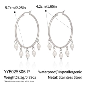 1 Pair Casual Tassel Circle Stainless Steel Gold Color Women's Hoop Earrings h5