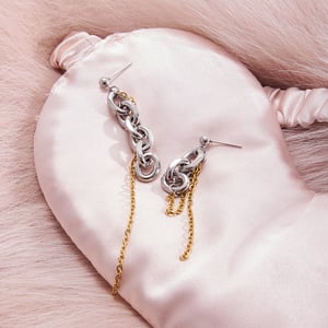 1 Pair Simple Chain Mixed Gold&Silver Colors Stainless Steel Women's Dangle Earrings h5 Picture5