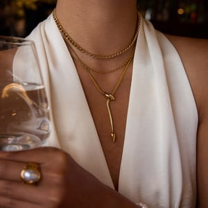 1 Piece Shinning Snake Stainless Steel Gold Color Women's Pendant Necklaces h5 Picture3