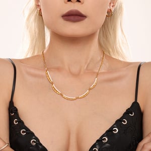 Unregelmäßige Form Edelstahl Gold Farbe Naturstein Damen Schmuck Sets h5 Bild5