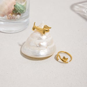 1 Piece Whimsical Dog&Cat Stainless Steel Gold Color Statement Rings h5 Picture5