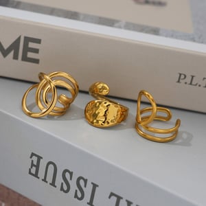 1 Stück einfache Retro-Statement-Ringe aus Edelstahl mit unregelmäßiger Form für Damen h5 Bild4