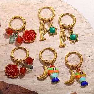 1 Pair Oceanic Stainless Steel Gold Color Drop Earrings h5 Picture2