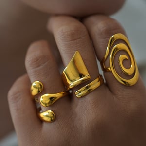 1 Piece Simple Irregular Shape Stainless Steel  Gold Color Statement Rings h5 Picture7