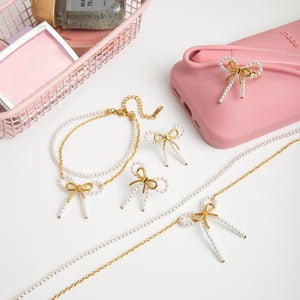 Romantic Series Bow Knot Stainless Steel Gold Color Women's Jewelry Sets h5 Picture2