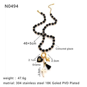 1 Piece Retro Heart Stainless Steel Beaded Necklace h5 Picture2