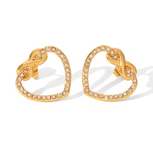 1 Pair Simple Daily Heart Stainless Steel  Gold Color  Zircon Women's Stud Earrings h5 Picture6
