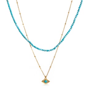 1 Piece Delicate Devil's Eye Calaite Stainless Steel Gold Color Women's Layered Necklaces h5 Picture8