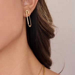 1 Pair Simple Paper Clip Shape Stainless Steel Gold Color Women's Stud Earrings h5 Picture3