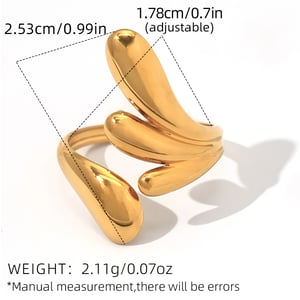 1 Piece Simple Irregular Shape Stainless Steel  Gold Color Woemn's  Statement Rings h5 Picture2