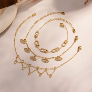 1 Piece Classic Letter Stainless Steel Gold Color Zircon Women's Charm Bracelets h5 Picture2
