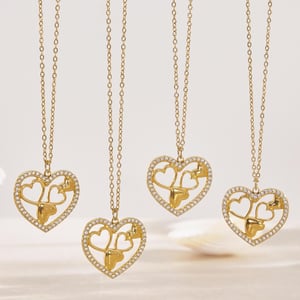 1 Piece Elegant Heart Stainless Steel Gold Color Women's Pendant Necklaces h5 Picture8