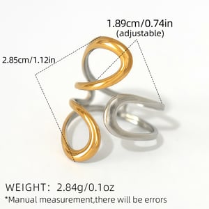 1 Piece  Simple Irregular Shape Stainless Steel  Gold Color Women's Statement Rings h5 Picture2