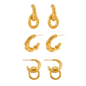 1 Pair Simple Circle Stainless Steel Gold Color Women's Hoop Earrings h5 Picture5