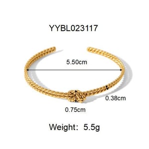 1 Piece Twist Shape Stainless Steel Gold Color Cuff Bracelet h5 