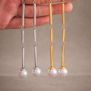 1 Piece Classic Lines Stainless Steel Gold Color Women's Dangle Earrings h5 Picture3