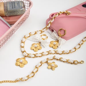 Romantic Flower Lace Stainless Steel Gold Color Women's Jewelry Sets h5 Picture6