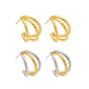 1 Pair Minimalist Circle Stainless Steel Gold Color Women's Hoop Earrings h5 Picture7