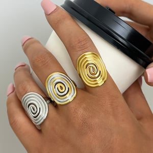 1 Piece Casual Circle Stainless Steel  Gold Color Women's Statement Rings h5 Picture4