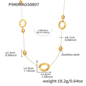 1 Piece Simple Hammer Pattern Stainless Steel Gold Color Women's Long Necklaces h5 Picture2