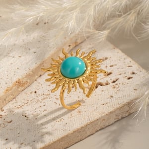 1 Piece Retro Sun Calaite Stainless Steel Gold Color Women's Jewelry Sets h5 Picture4