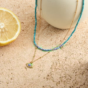 1 Piece Delicate Devil's Eye Calaite Stainless Steel Gold Color Women's Layered Necklaces h5 Picture3