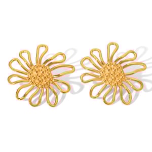 1 Stück einfache tägliche Sonnenblume Edelstahl Gold Farbe Damen Ring Sets h5