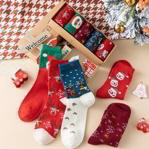 Cute Christmas Elk Gift Box Women's Mid - Calf Socks h5 Picture2