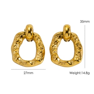 1 Piece Casual Irregular Shape Hammer Pattern Stainless Steel Women's Stud Earrings h5