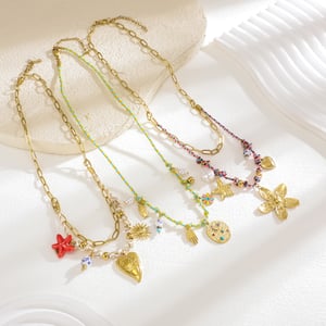 1 Piece Vivid Flower Stainless Steel Gold Color Women's Pendant Necklaces h5 Picture3