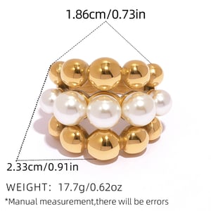 1 Piece Simple Series Natural Patchwork Stainless Steel  Gold Color  Statement Rings h5 Picture2