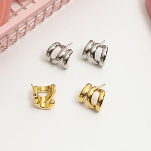 1 Pair Irregular Shape Stainless Steel Gold Color Women's Stud Earrings h5 Picture5