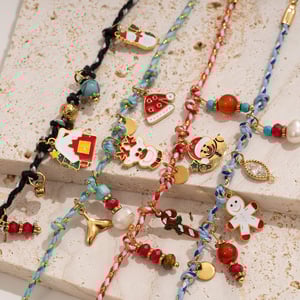 1 Piece Christmas Series Cartoon Stainless Steel Gold Color Women's Charm Bracelets h5 Picture4