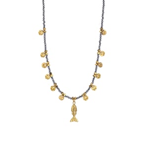 1 Piece Stylish Fish Stainless Steel Gold Color Natural Stone Women's Beaded Necklaces h5 