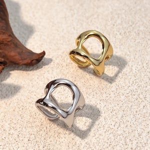 1 Stück unregelmäßig geformter minimalistischer Ring aus Edelstahl in Goldfarbe h5 Bild3