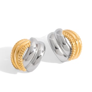 1 Pair Simple Mixed Gold&Silver Colors Stainless Steel Women's Stud Earrings h5