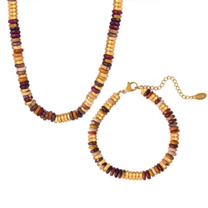 Retro Perlen Edelstahl Gold Farbe Naturstein Damen Schmuck Sets h5 Bild4