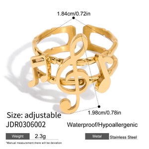 1 Stück Exquisite Serie Elegant Note Edelstahl Gold Farbe Statement Ringe h5 Bild2