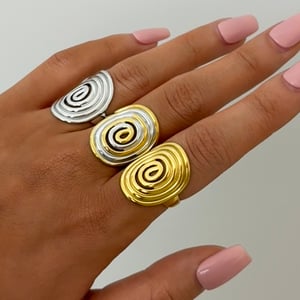 1 Piece Casual Circle Stainless Steel  Gold Color Women's Statement Rings h5 Picture3
