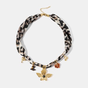 Flower Stainless Steel Leopard Print Pendant Necklace h5 Picture2