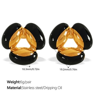 1 Pair Retro Enamel Flower Stainless Steel Stud Earrings h5